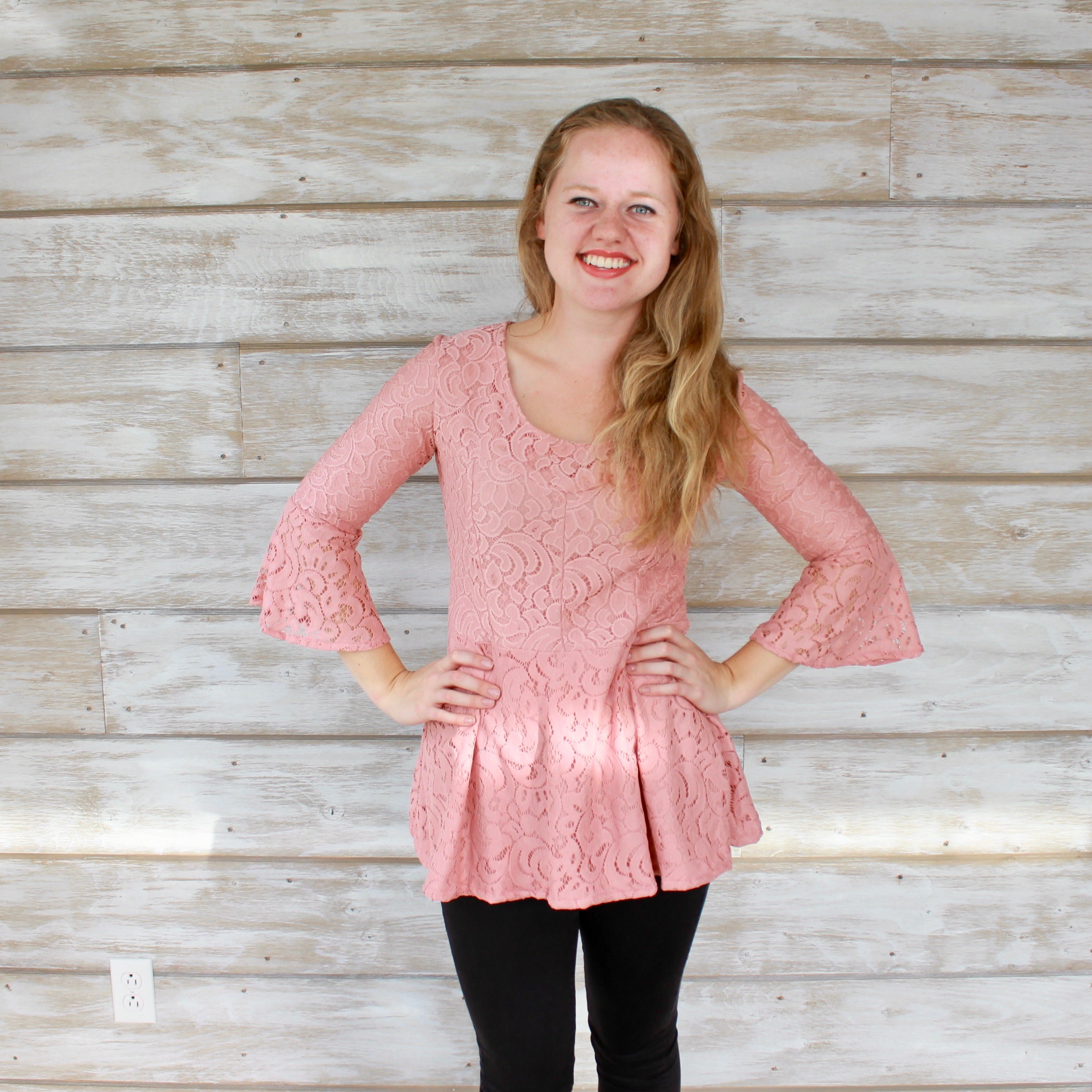 Pink lace sale peplum top